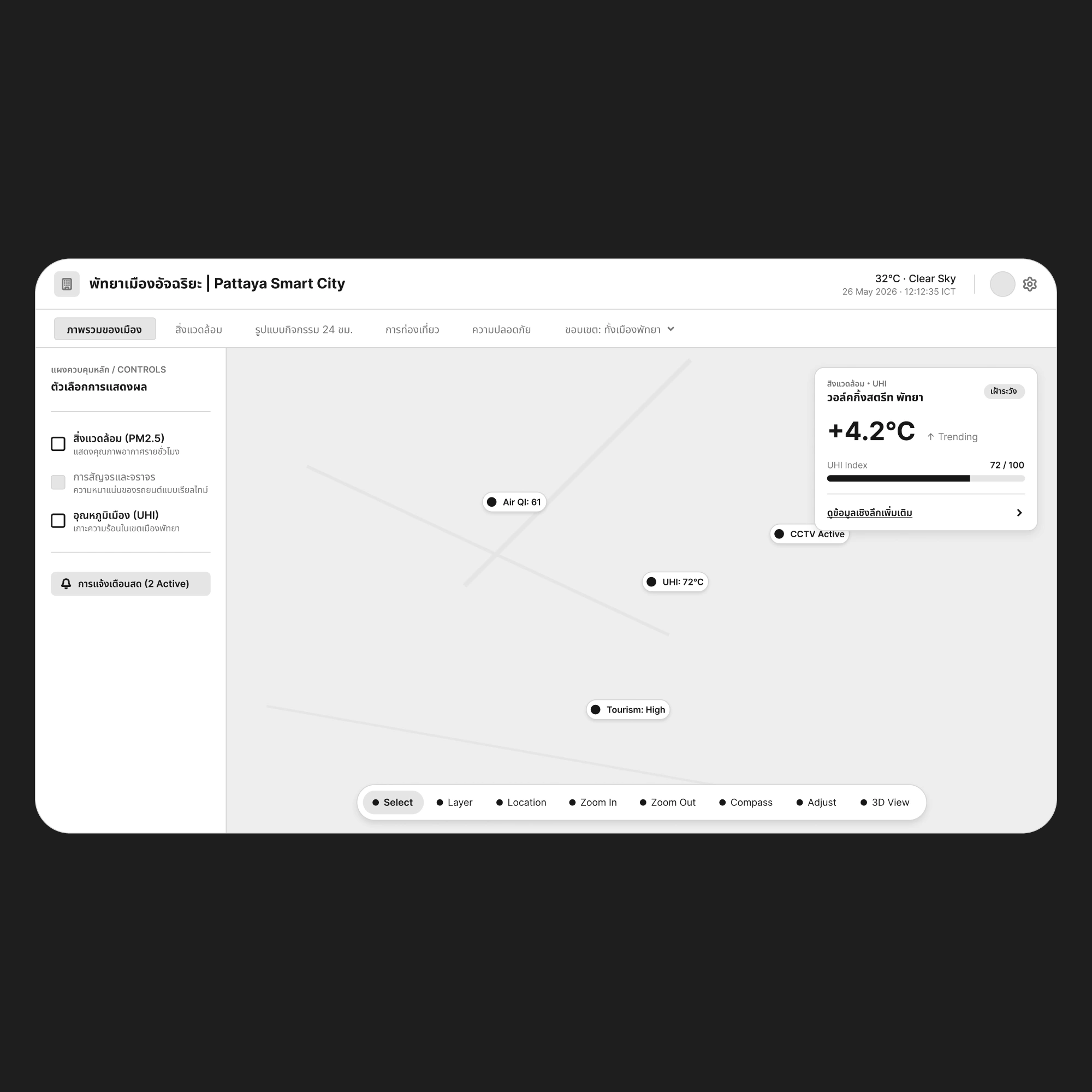Geospatial Digital Twin interface wireframe